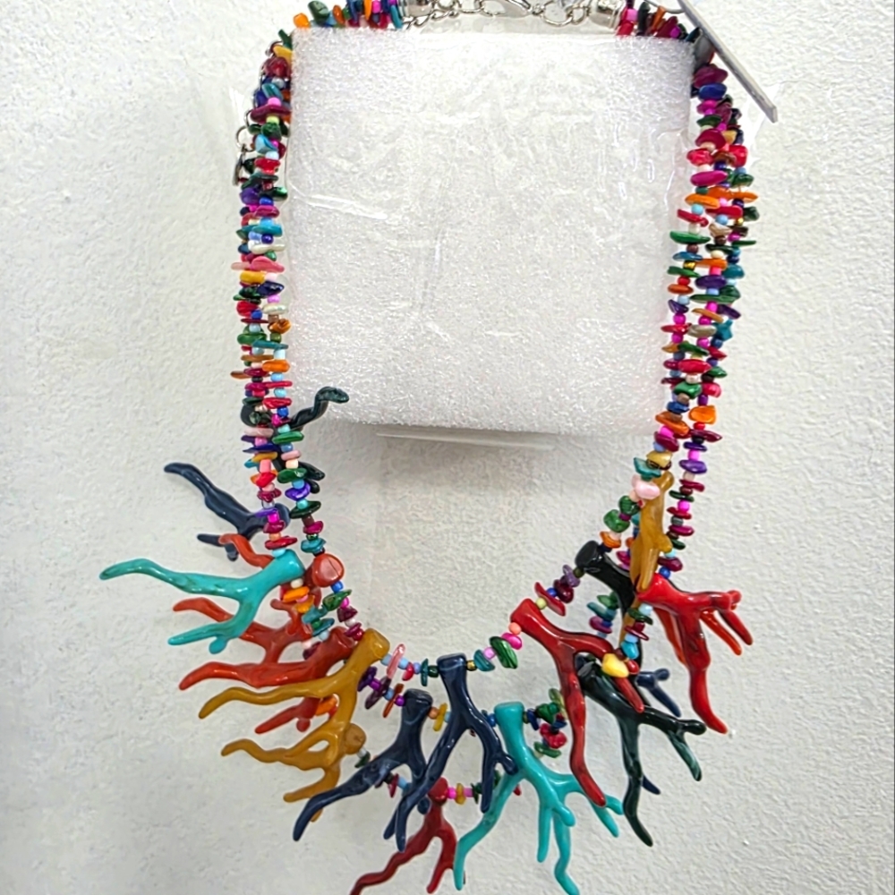 NWT Piper K Coral, Colorful Beaded Necklace
